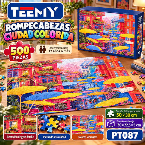 PUZZLE CIUDAD COLORIDA 500 PIEZAS, 3 DEL MISMO POR MAYOR (PT087)