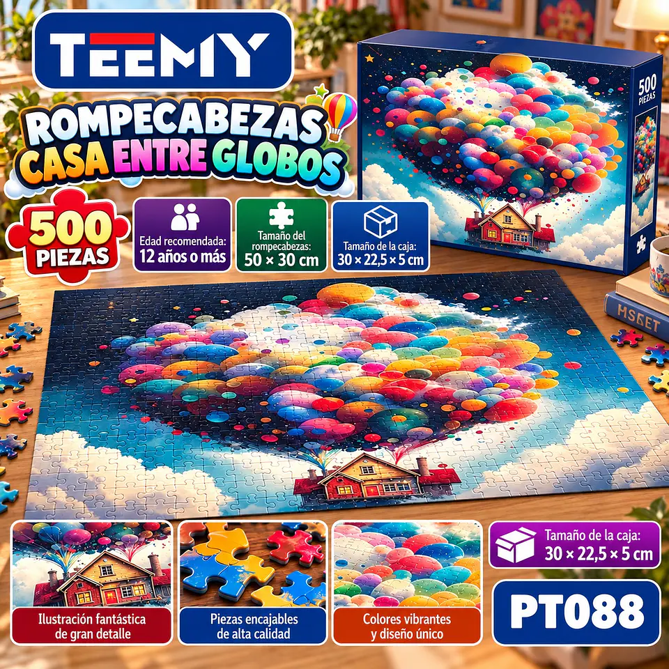 PUZZLE CASA ENTRE GLOBOS 500 PIEZAS, 3 DEL MISMO POR MAYOR (PT088) 1