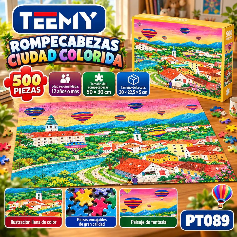 PUZZLE CIUDAD COLORIDA 500 PIEZAS, 3 DEL MISMO POR MAYOR (PT089) 1
