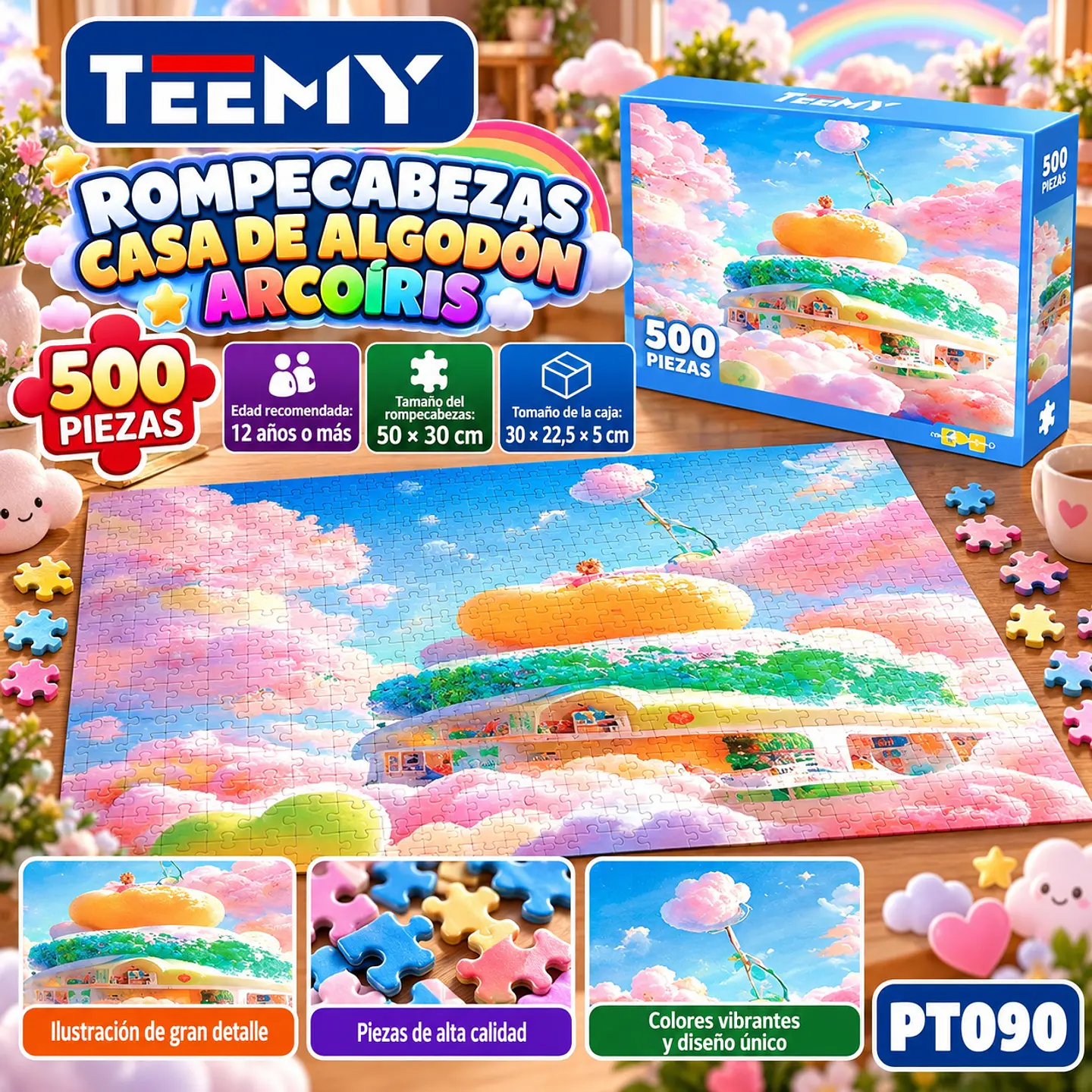 PUZZLE CASA ARCOIRIS 500 PIEZAS, 3 DEL MISMO POR MAYOR (PT090) 1