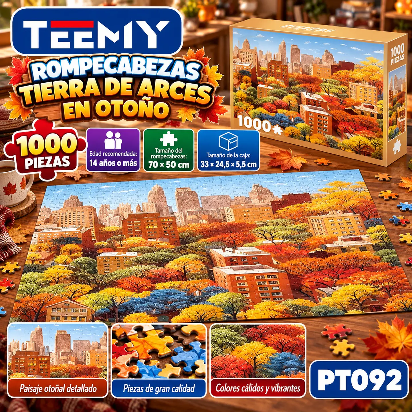 PUZZLE CIUDAD EN OTOÑO 1000 PIEZAS, 3 DEL MISMO POR MAYOR (PT092) 1