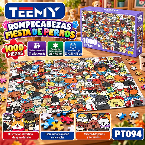 PUZZLE PERROS 1000 PIEZAS, 3 DEL MISMO POR MAYOR (PT094)