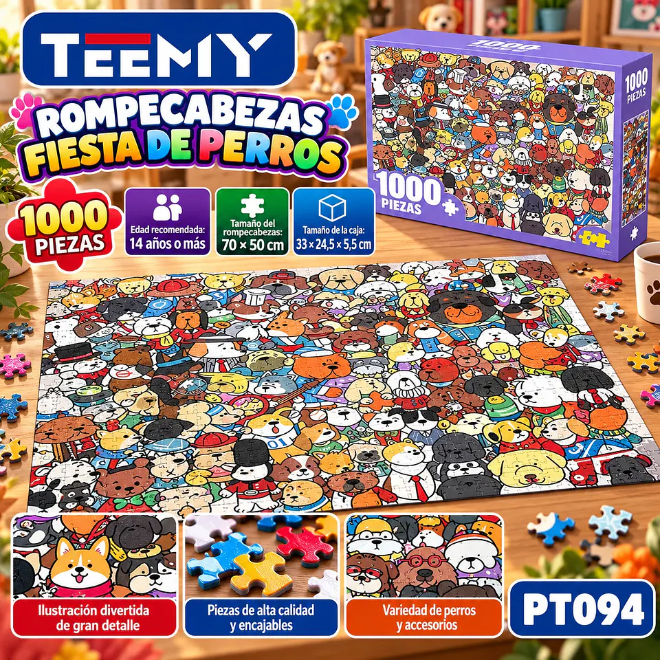 PUZZLE PERROS 1000 PIEZAS, 3 DEL MISMO POR MAYOR (PT094) 1