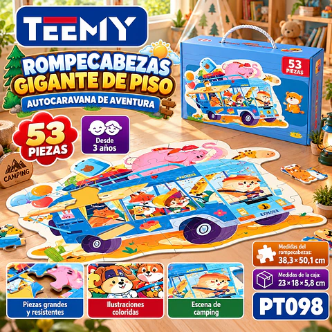 PUZZLE BUS INFANTIL 53 PIEZAS, 3 DEL MISMO POR MAYOR (PT098)