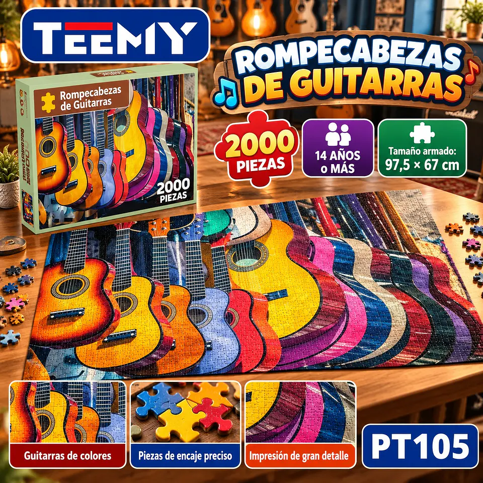 PUZZLE GUITARRAS 2000 PIEZAS, 3 DEL MISMO POR MAYOR (PT105) 1