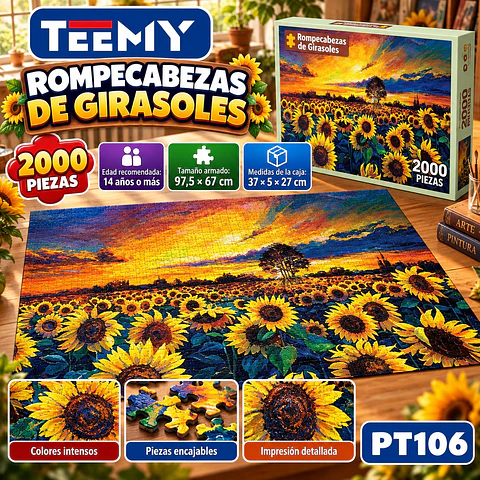 PUZZLE GIRASOLES 2000 PIEZAS, 3 DEL MISMO POR MAYOR (PT106)