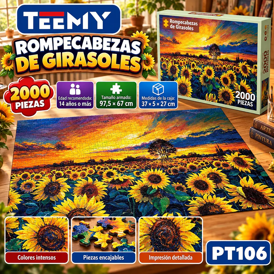 PUZZLE GIRASOLES 2000 PIEZAS, 3 DEL MISMO POR MAYOR (PT106) 1
