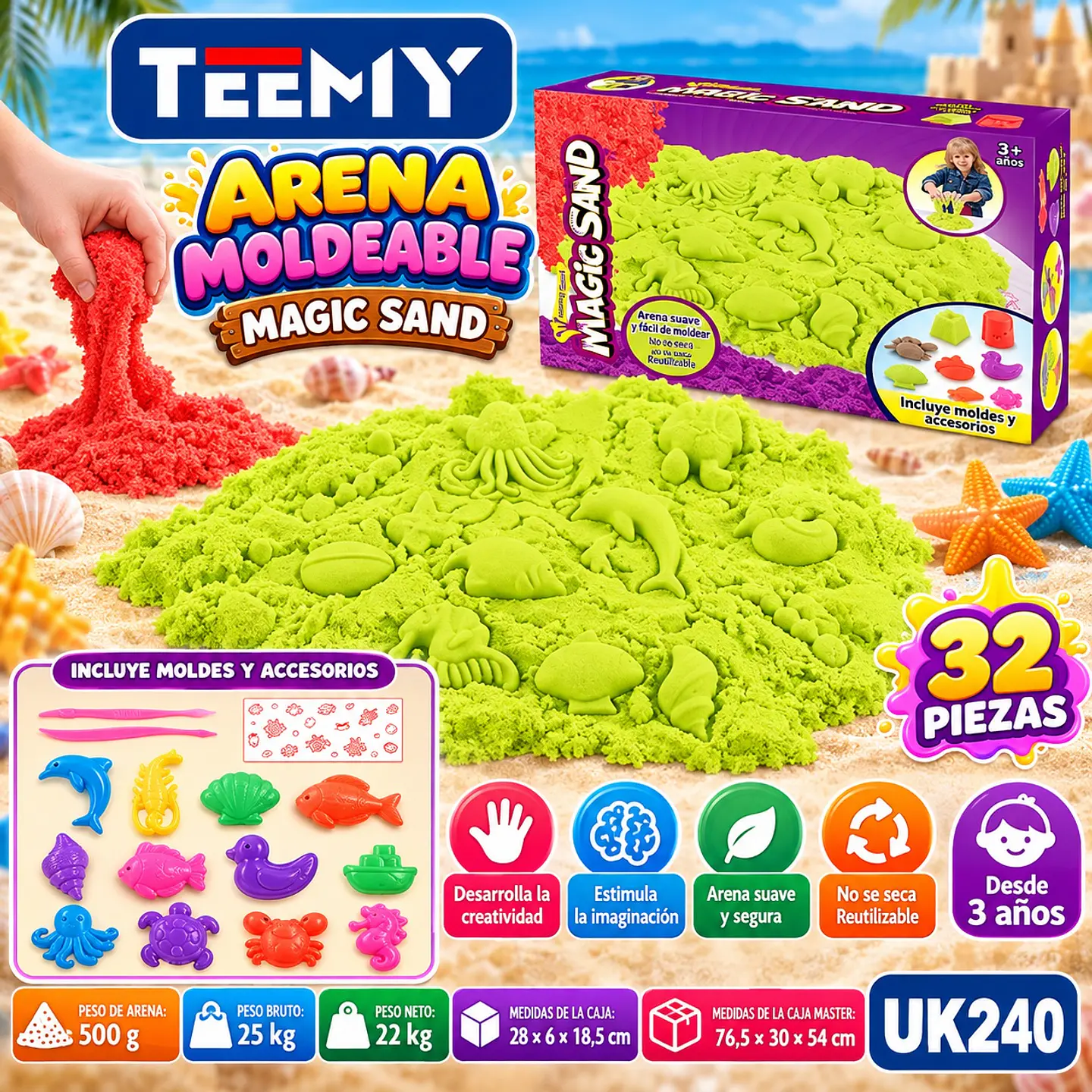 ARENA CON MOLDES, 3 DEL MISMO POR MAYOR (UK240) 1