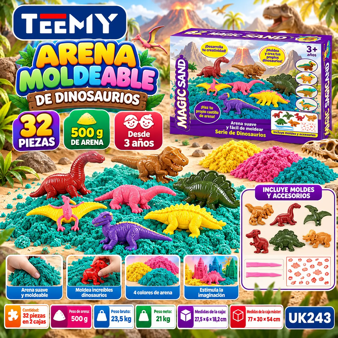 ARENA CON MOLDES, 3 DEL MISMO POR MAYOR (UK243) 1
