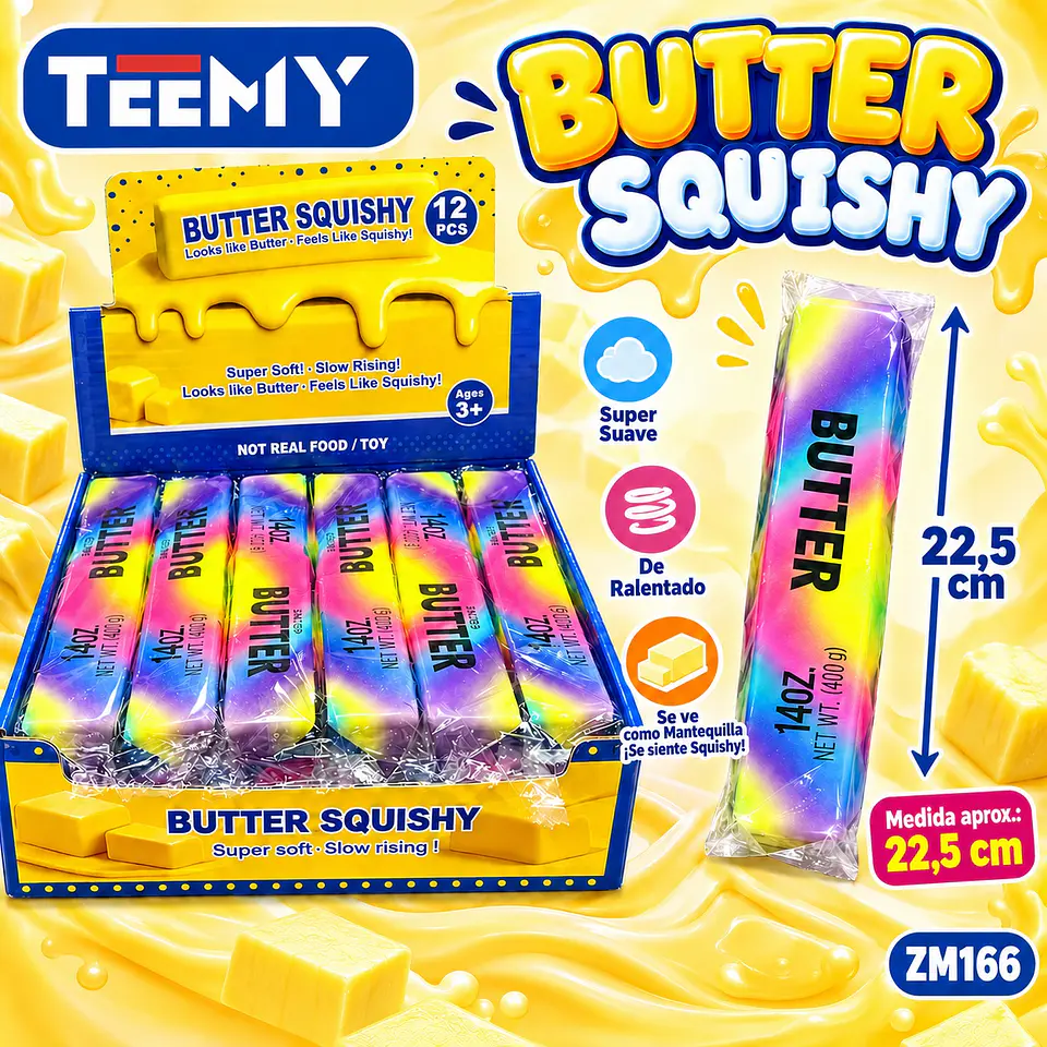 SQUISHY MANTEQUILLA 22.5 CM PAQUETE 12 PIEZAS (ZM166) 1