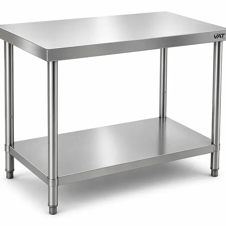 Mesa de Trabajo Doble Capa 1000x600x850mm – Acero Inox 201 | Cód. MT-2C-1000 (Precio + IVA) 1