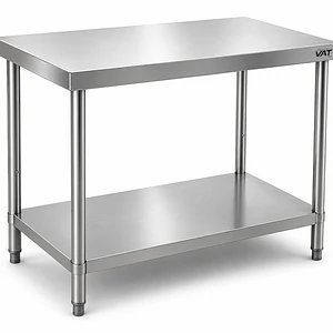 Mesa de Trabajo Doble Capa 1200x600x850mm – Acero Inox 201 | Cód. MT-2C-1200 (Precio + IVA)
