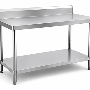 Mesa Doble Capa con Antisalpicadura 1200x600x850mm – Acero Inox 201 | Cód. MT-2C-1200 (Precio + IVA)