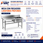 Mesa con Fregadero Lavafondo 28cm 1200x600x850mm – Acero Inox 201 | Cód. MF-1C-28-1200 (Precio + IVA) - Miniatura 2