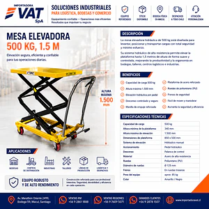 MESA ELEVADORA 500 KG,1.5 M