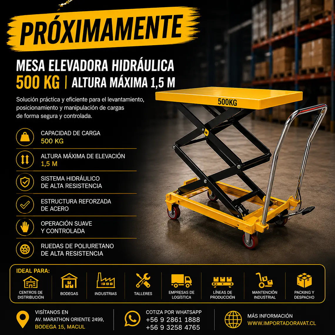 MESA ELEVADORA 500 KG,1.5 M 1