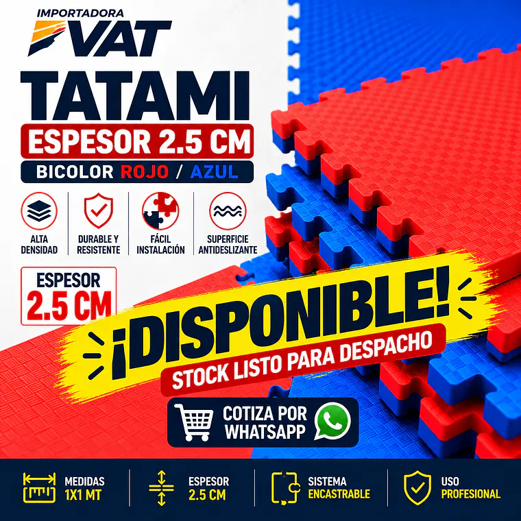 TATAMI 1X1X2.5CM  BICOLOR (ROJO/AZUL) (Precio + IVA) 1