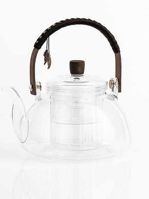 Tetera de vidrio borosilicato con asa de madera 950ml - Importadora Victory