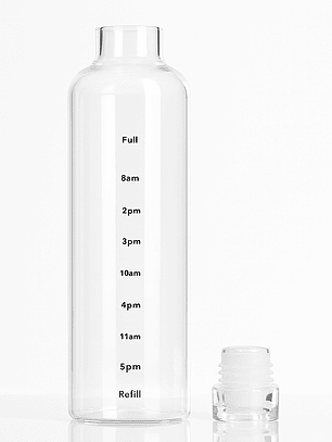 Botella de vidrio con sorbete y marcador de horas - Importadora Victory