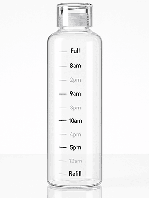 Botella de vidrio con sorbete y marcador de horas - Importadora Victory