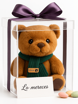 Osito de Peluche Marrón con Bufanda Verde