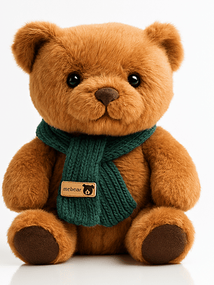 Osito de Peluche Marrón con Bufanda Verde