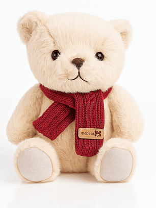 Osito de Peluche Beige con Bufanda Roja
