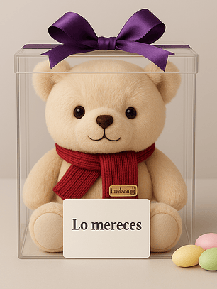 Osito de Peluche Beige con Bufanda Roja