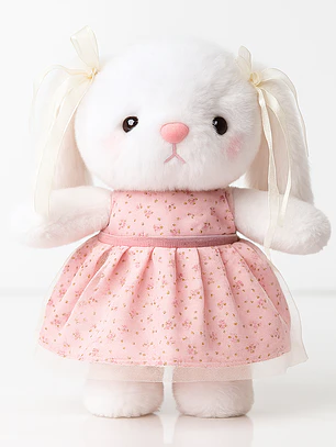 Conejita de Peluche con Vestido – Edición Floral Pastel