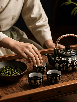 Set de Té Artesanal con Caligrafía Oriental – 300 ml | Huargos