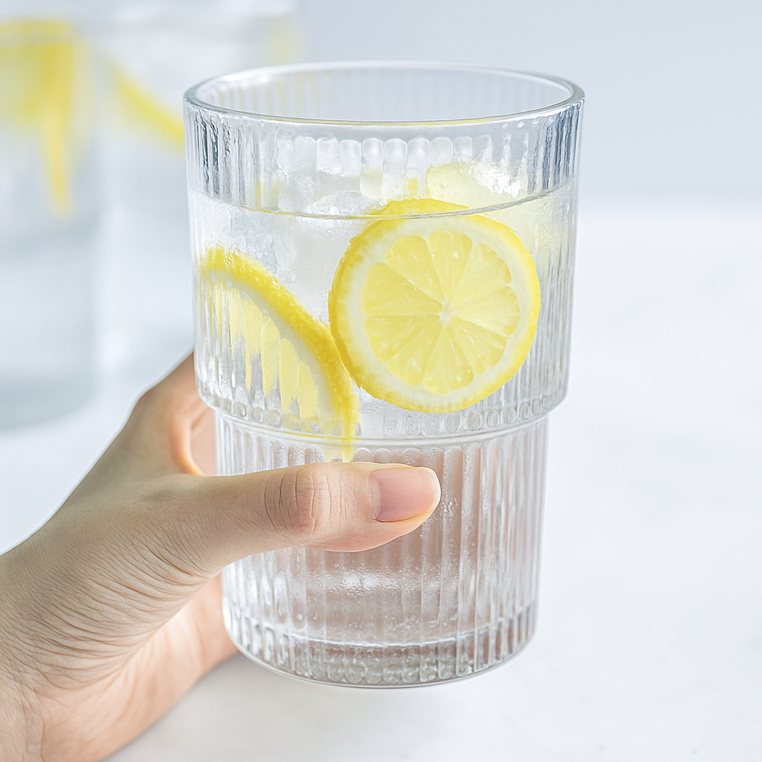 Set de 6 Vasos de Vidrio Acanalado 400 ml (12 × 7 cm) 5