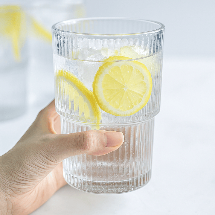 Set de 6 Vasos de Vidrio Acanalado 400 ml (12 × 7 cm) 5