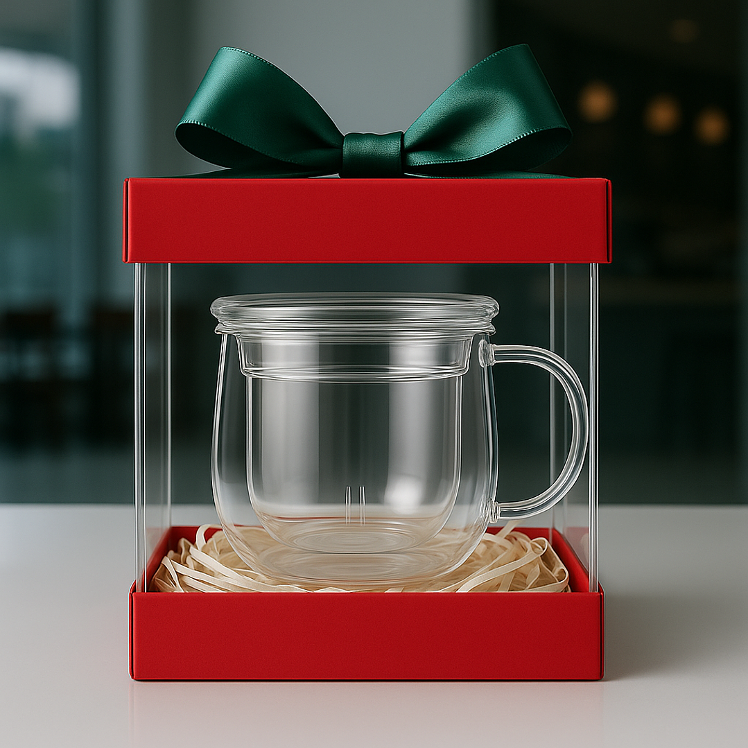 Taza de Vidrio con Infusor Interno y Tapa de Madera – Diseño Minimalista 350ml 1