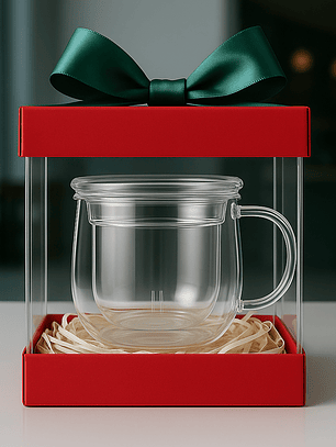 Taza de Vidrio con Infusor Interno y Tapa de Madera – Diseño Minimalista 350ml