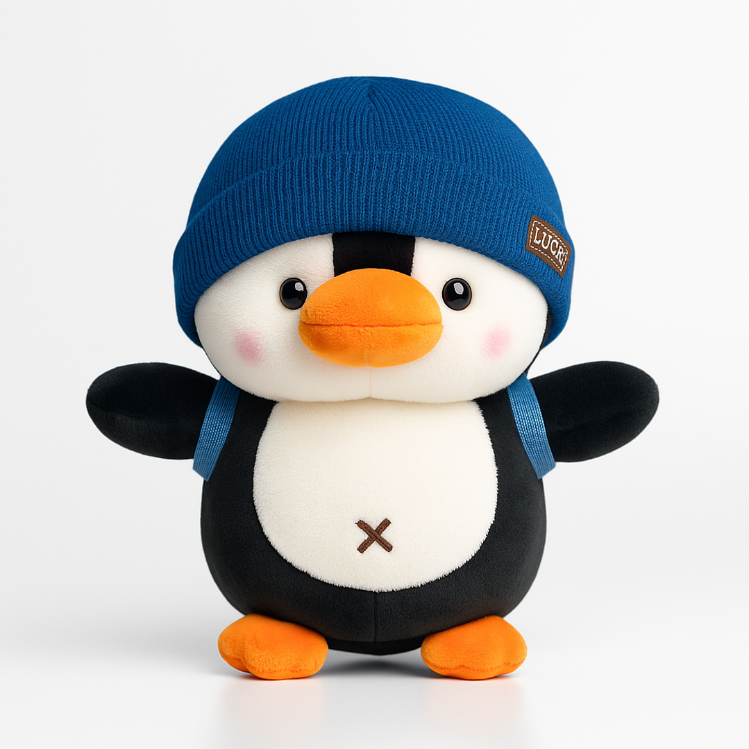 Peluche Pingüino con Gorro y Mochila – Suave, tierno y perfecto para regalar 1
