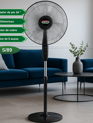 Ventilador de Pie 16” Silencioso 5 Aspas – 3 Velocidades | Importadora Victory