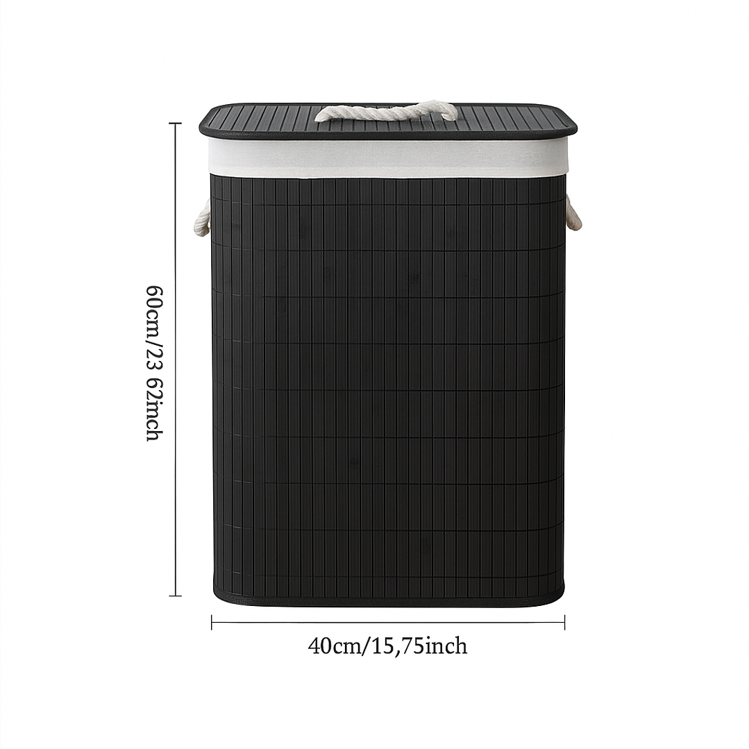 Cesto Organizador de Ropa Sucia de Bambú – 60 cm, con Tapa y Asas de Cuerda | Elegante y Resistente 3