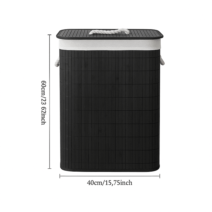 Cesto Organizador de Ropa Sucia de Bambú – 60 cm, con Tapa y Asas de Cuerda | Elegante y Resistente 3