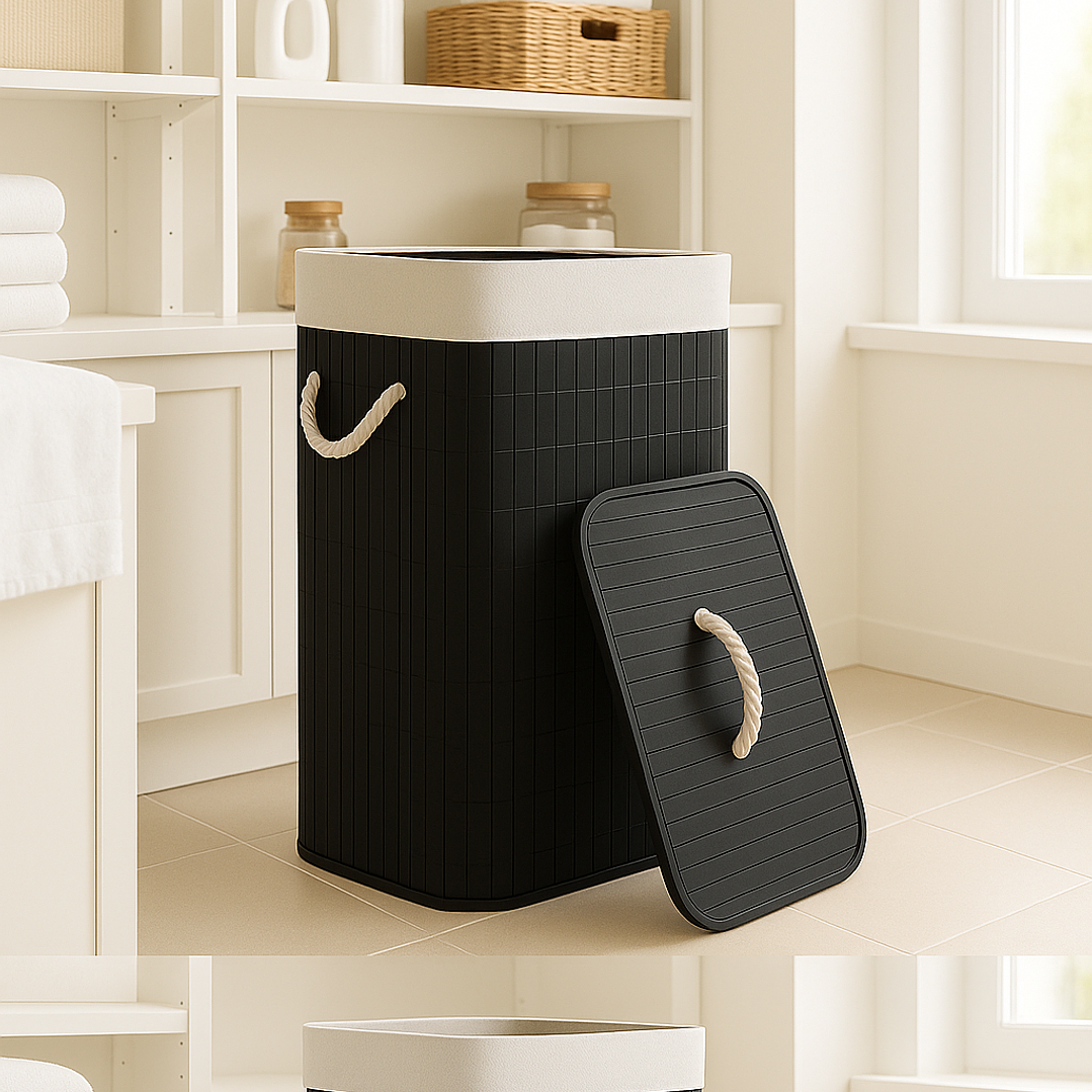 Cesto Organizador de Ropa Sucia de Bambú – 60 cm, con Tapa y Asas de Cuerda | Elegante y Resistente 6