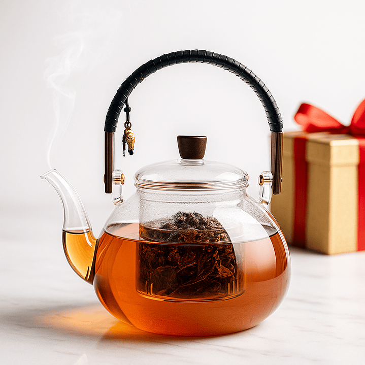 Tetera de vidrio borosilicato con asa de madera 950ml - Importadora Victory 4