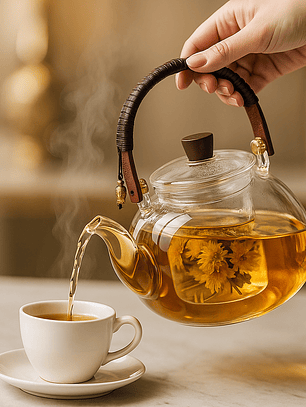 Tetera de vidrio borosilicato con asa de madera 950ml - Importadora Victory