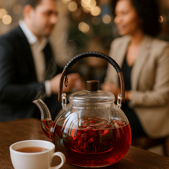 Tetera de vidrio borosilicato con asa de madera 950ml - Importadora Victory 5