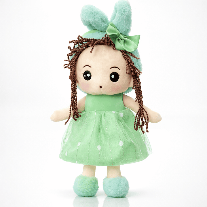 Muñeca de Peluche 38 cm con Vestido y Orejitas – Colores Pastel 4