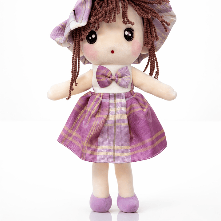 Muñeca de Peluche 35 cm con Vestido y Sombrero – Diseño Clásico 2