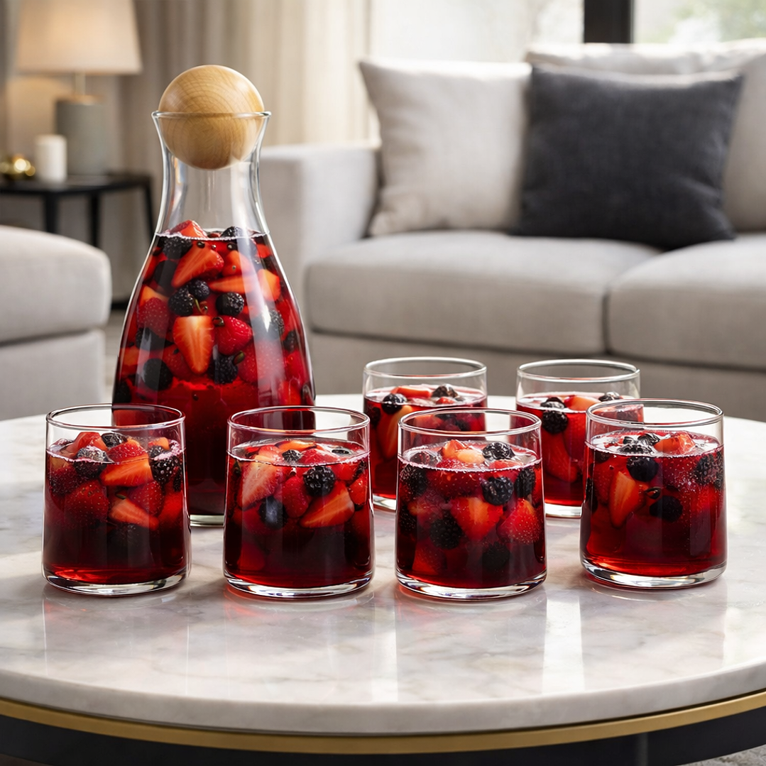 Juego de licorera de vidrio con tapa de madera + 6 vasos elegantes | Set premium para bar y hogar 3