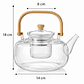 Tetera de Vidrio Borosilicato con Asa de bambú  – 1000ml Diseño Elegante-  - Miniatura 5