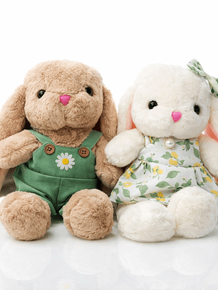 Pareja de Conejos de Peluche 30 cm – Importados, Suaves y Elegantes para Regalo Especial
