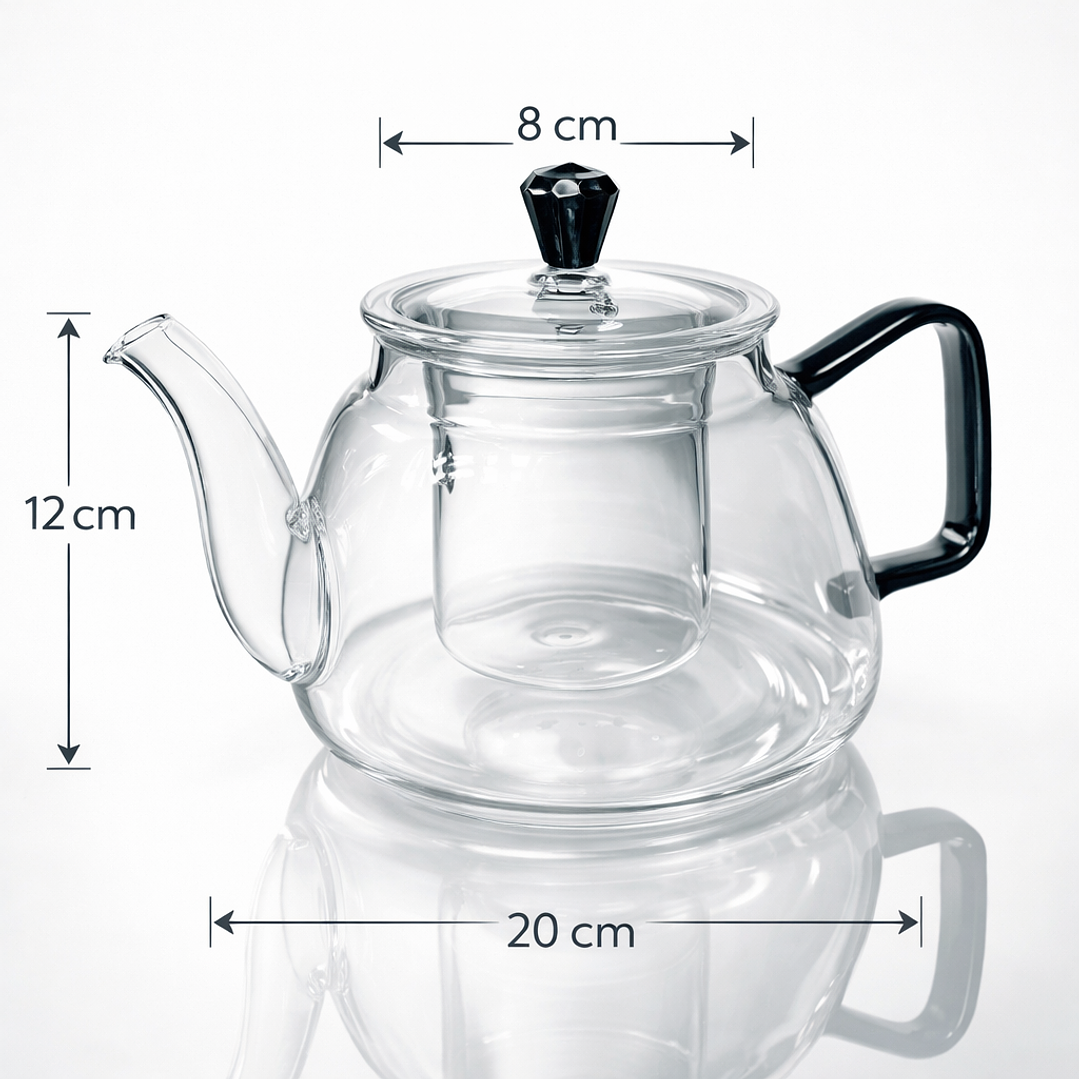 Tetera de Vidrio de Borosilicato 900 ml con Infusor – Ideal para Té e Infusiones 3