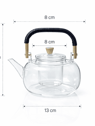 Tetera de Vidrio Borosilicato 900 ml con Infusor y Asa Premium