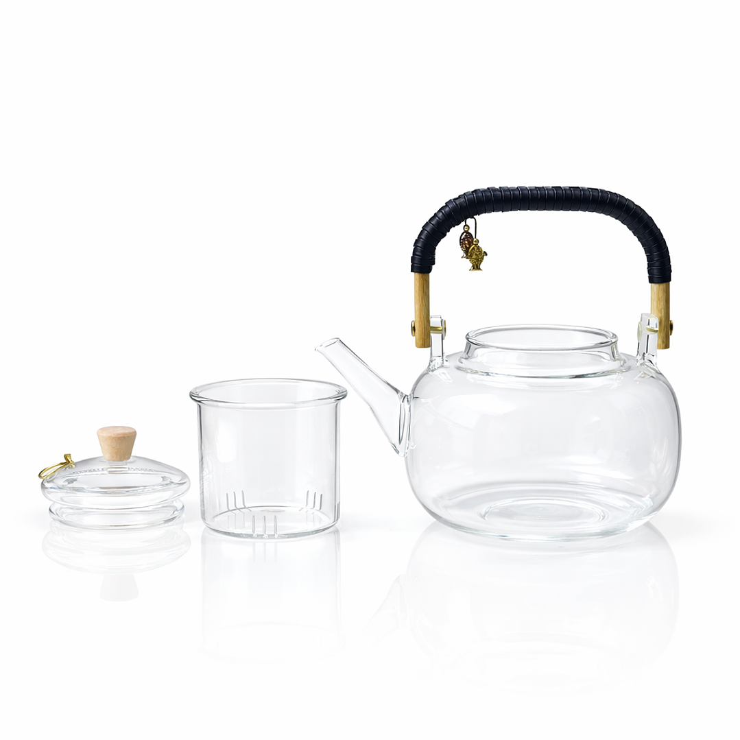 Tetera de Vidrio Borosilicato 900 ml con Infusor y Asa Premium 3